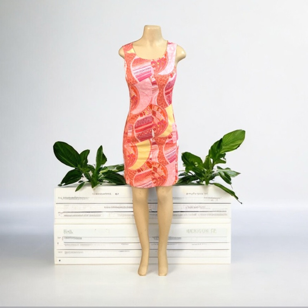 Nine West Dress Size 2 Multicolor Sleeveless Sheath Lined Bodice Back Zip